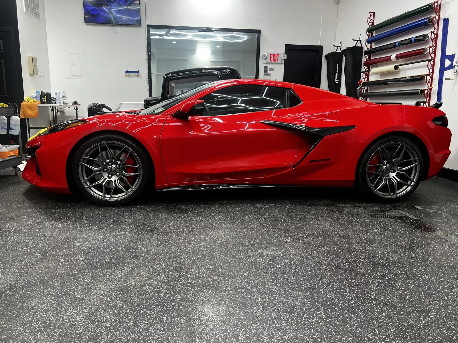Red Chevrolet Corvette Z06 tinted at Sam's Window Tinting in Dumont, NJ