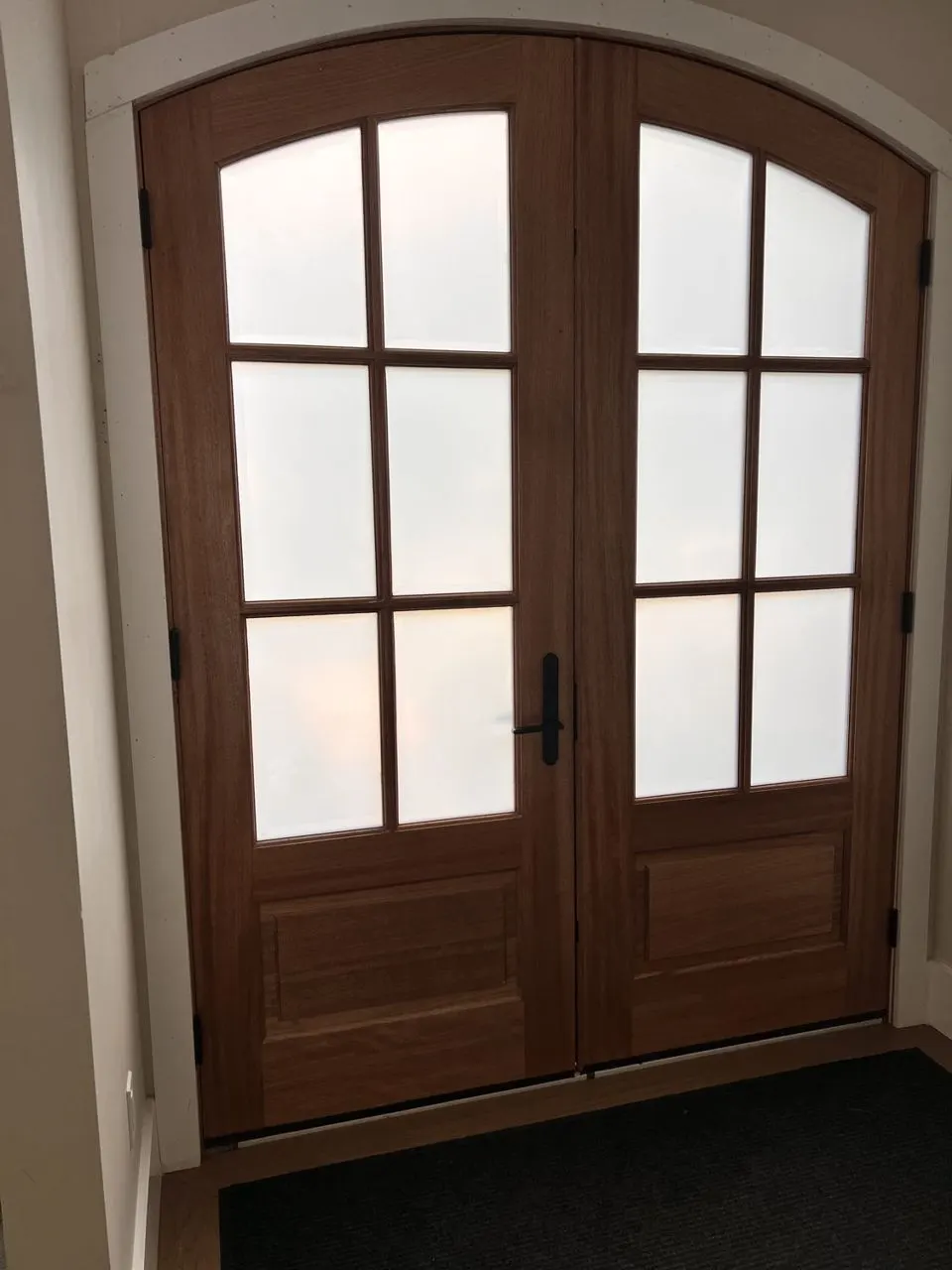 Home door glass with privacy and security window film