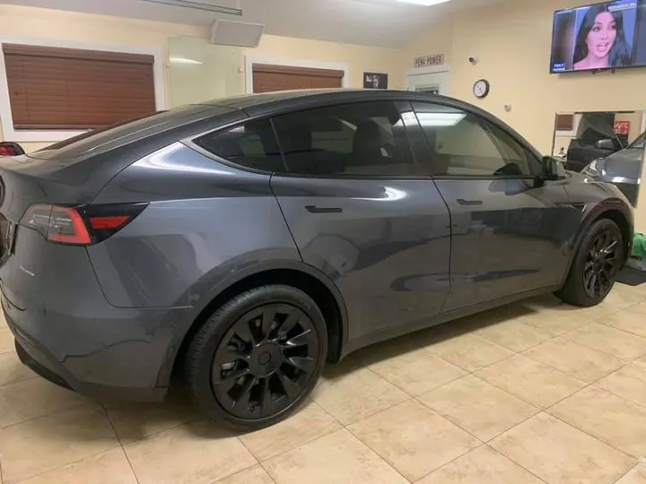 Freshly ceramic coated car with deep reflective gloss